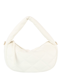 Puffy Woven Satchel HG-0158-M WHITE